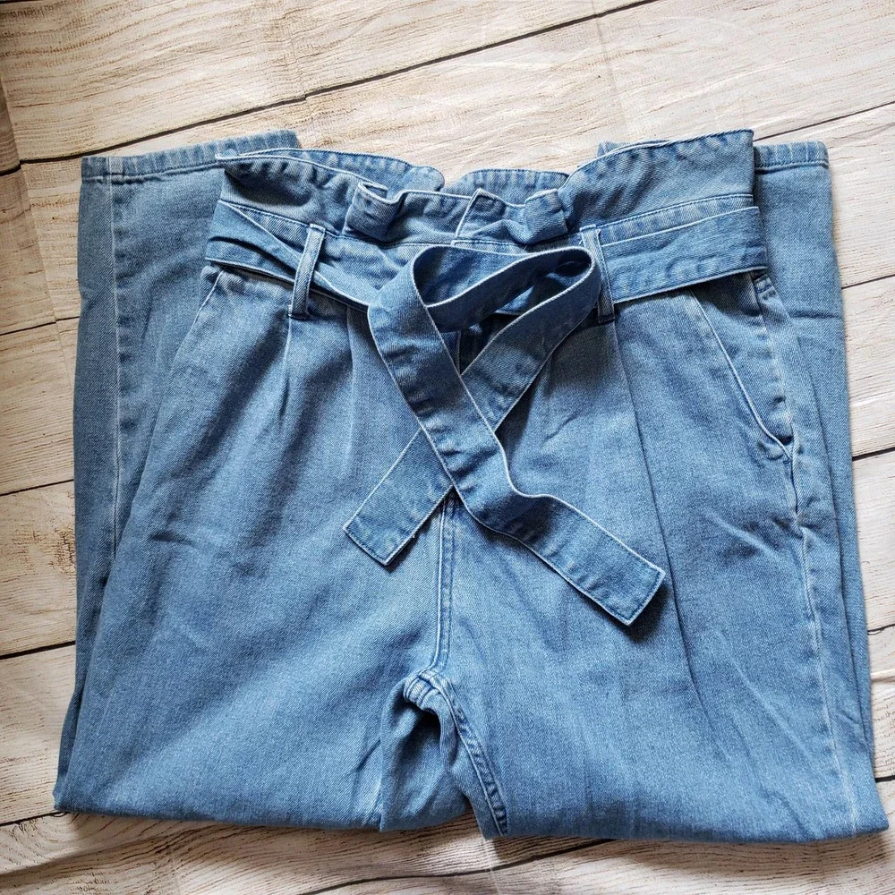 WHO WHAT WEAR Blue Paper Bag hi-rise Jeans 8 - Picture 2 of 7